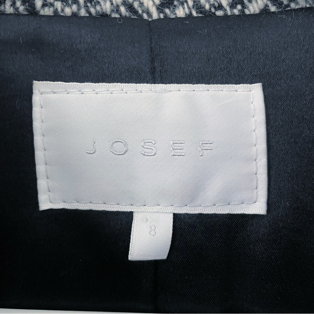 Joseph White & Black Wool Herringbone Coat  size 8 - Picture 14 of 15